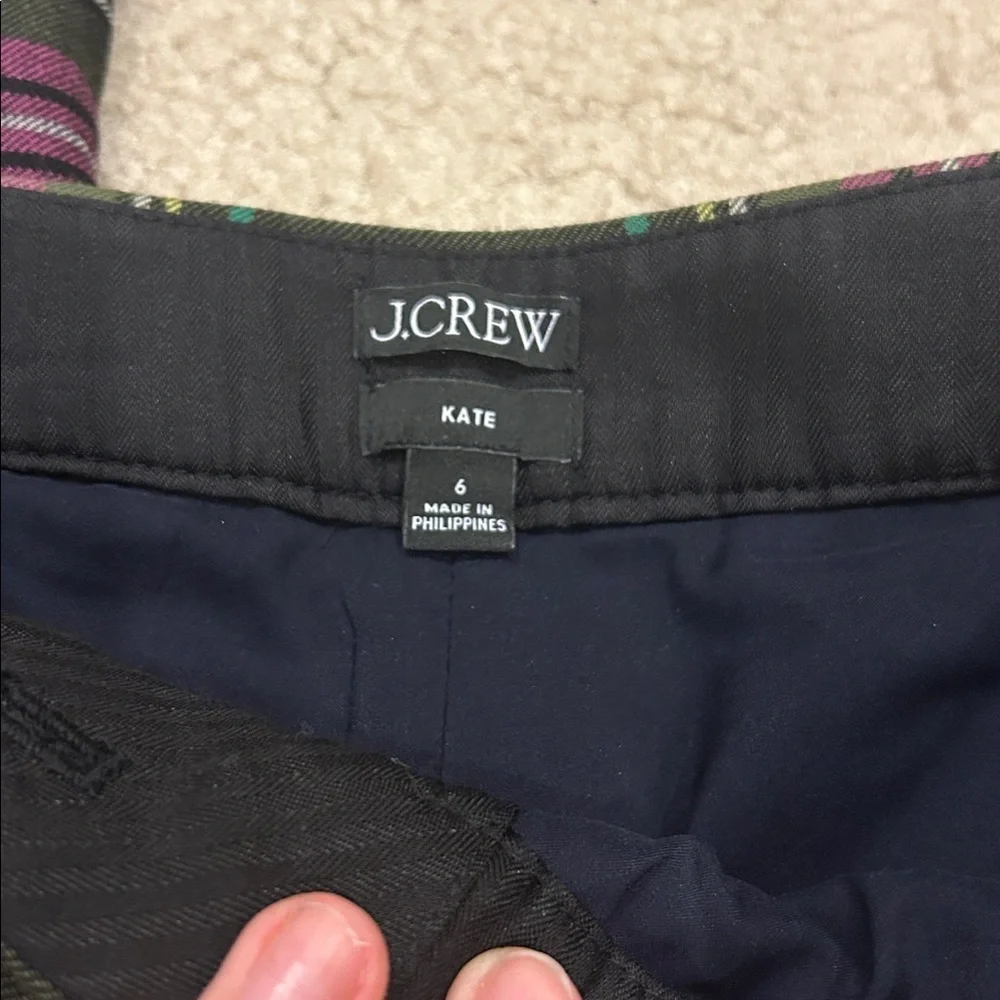 J.Crew Kate straight-leg pant in a pink Stewart tartan wool blend